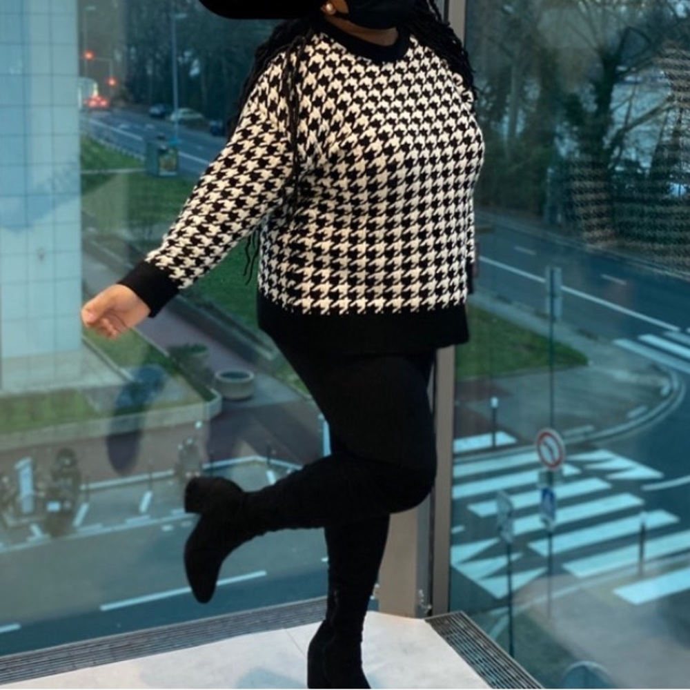 Oversized houndstooth sweater